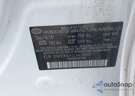 2020 Hyundai Elantra Sel из США, поврежденный, VIN 5NPD84LF2LH628019